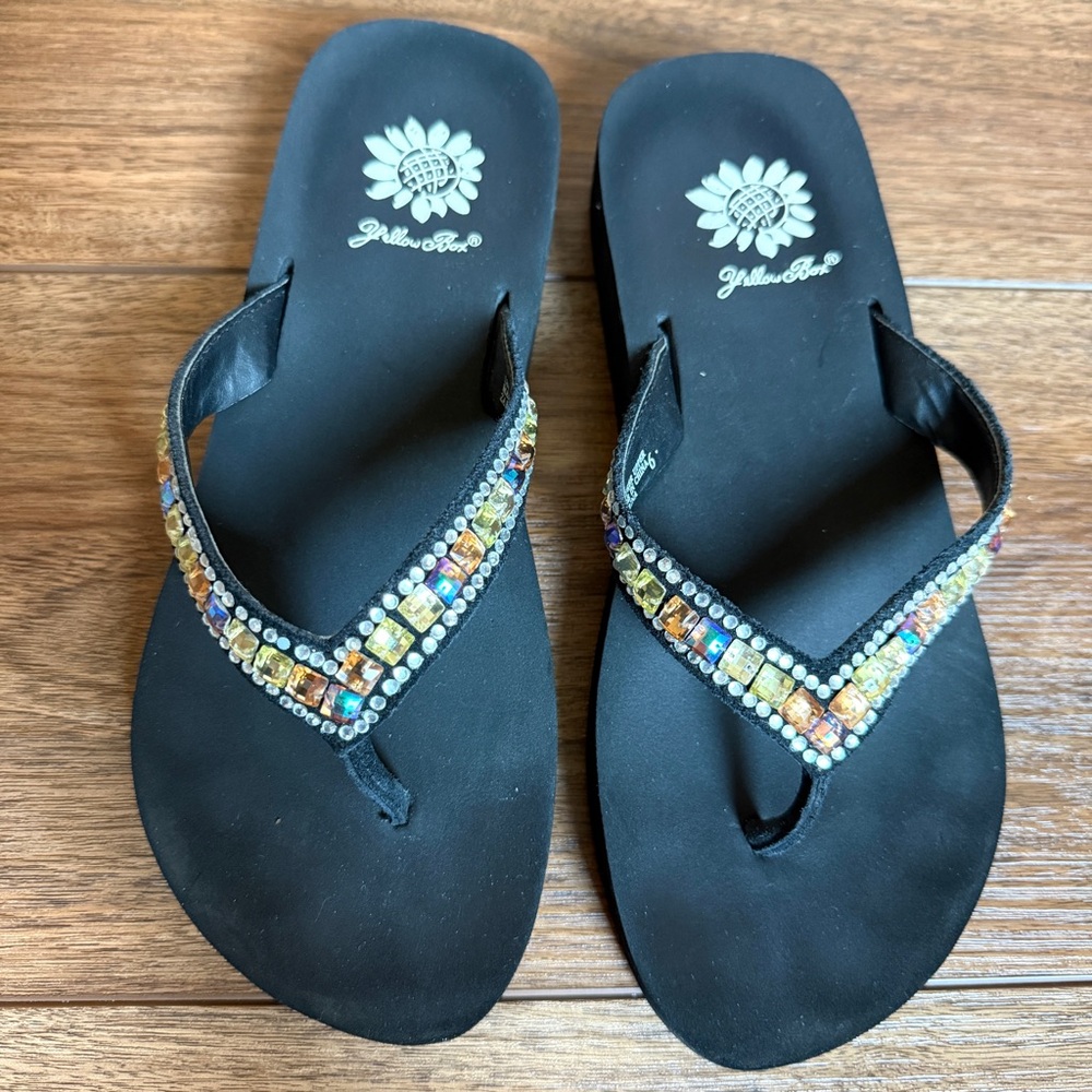 Yellow Box Zabrina Multi-Color Rhinestone Flip Flop Sandals - Picture 5 of 11